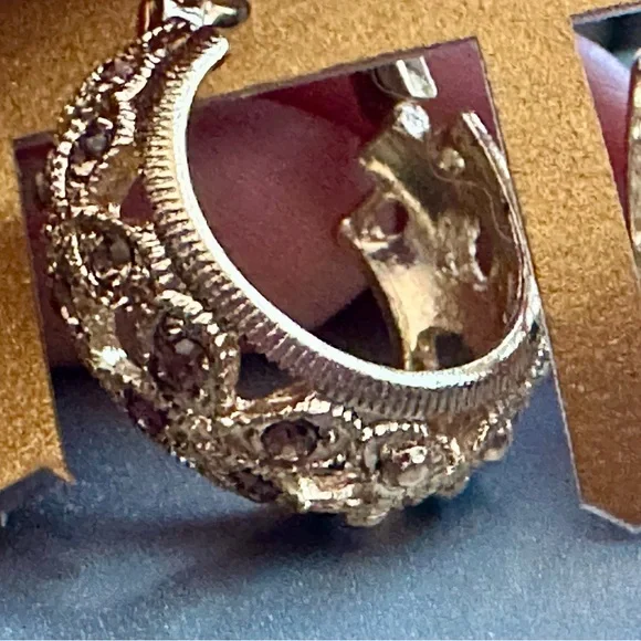 Monet Gold Filigree Hoop Earrings - Picture 2 of 3